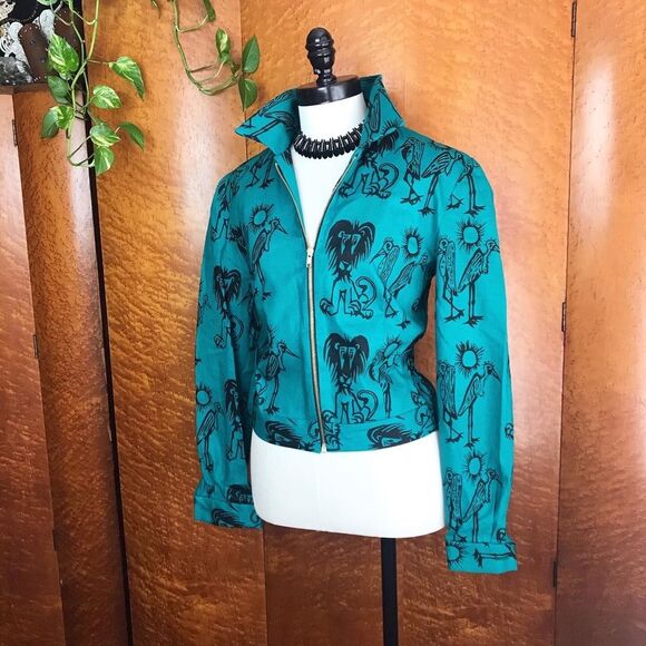 NOVELTY PRINT 80’s does 50’s Vintage Jacket M NWT - Picture 6 of 13
